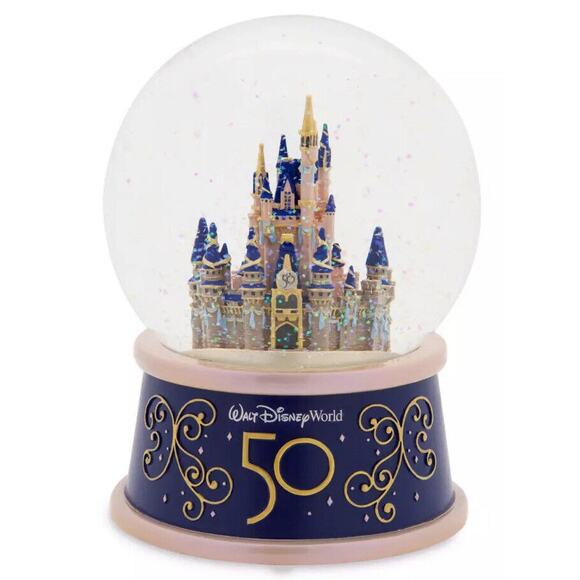 Walt Disney World Fantasyland Castle 50th Anniversary Musical Snow Globe Collect - Picture 1 of 11